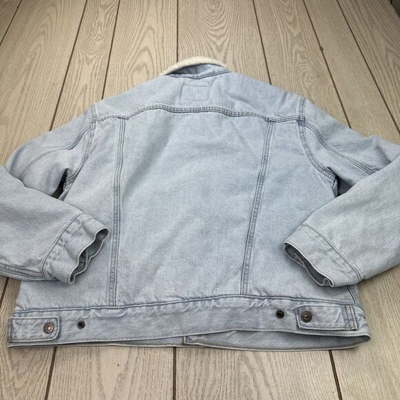 Vintage Levi's Sherpa Denim Jacket Trucker Size Large Red Tab - Picture 11 of 11